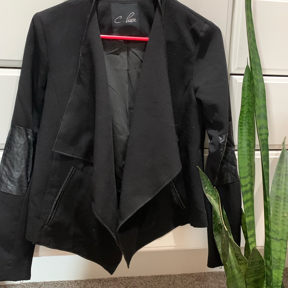 Black blazer with leather details